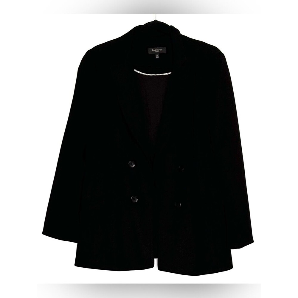Talbots Luxe Ponte Double Breasted No Close Blazer Black Size 14P - Picture 2 of 5